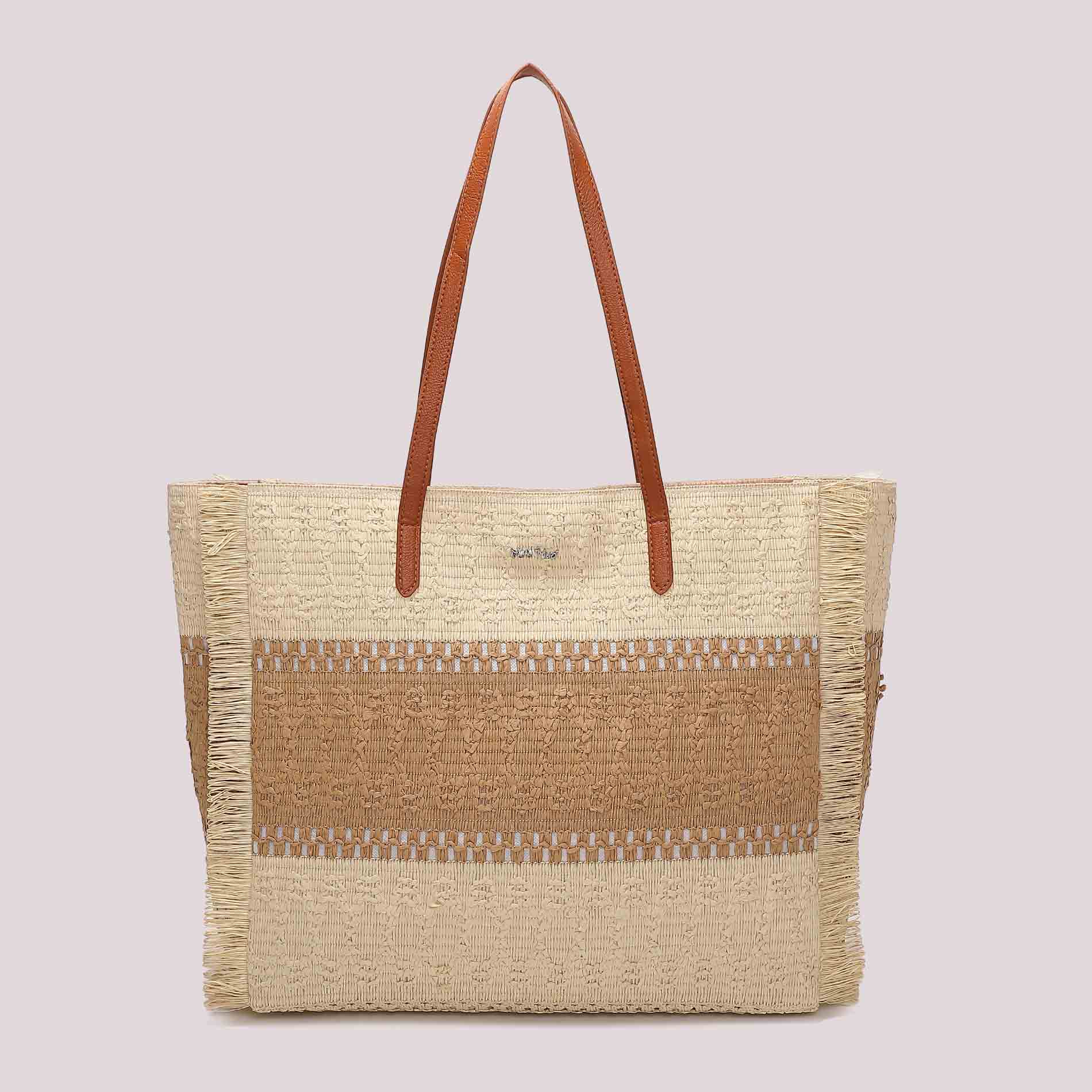 Mimi Mua shopper mare intrecciata con manici lunghi