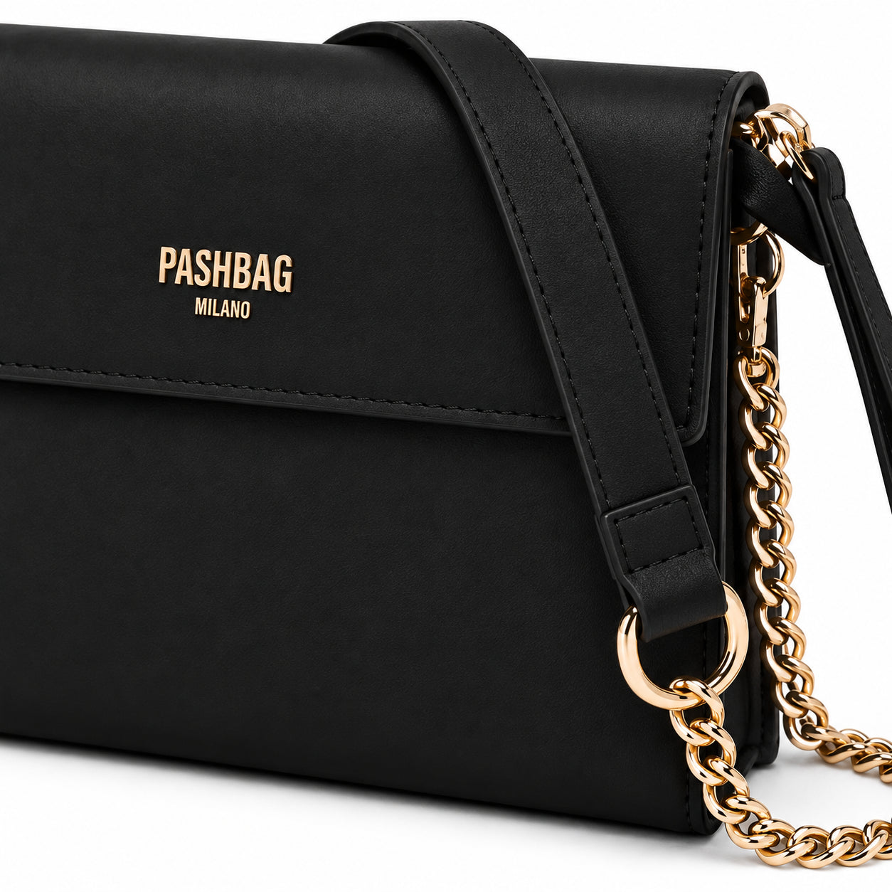 PashBag Borsa a Tracolla con Patta e Dettagli a Catena