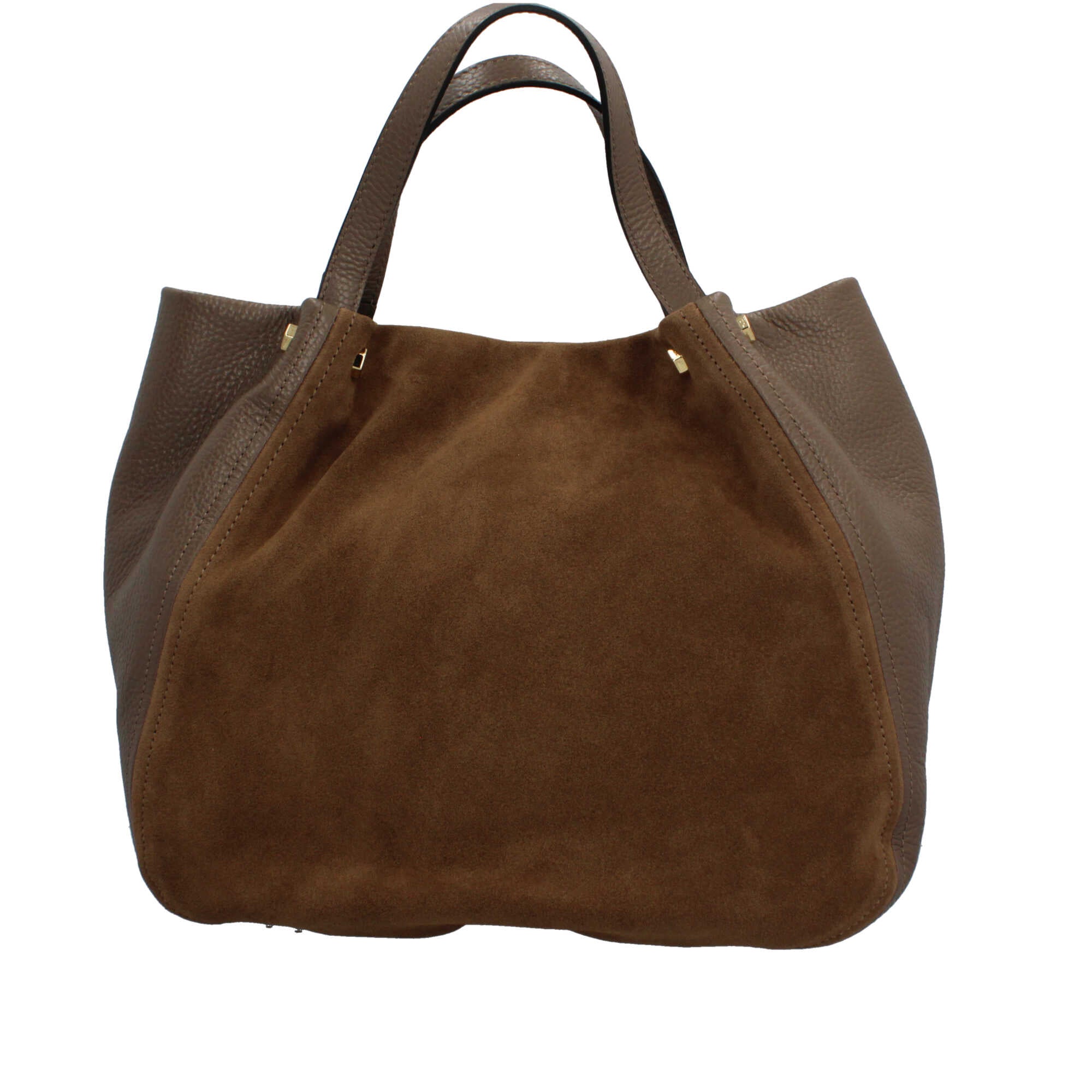 Borsa a mano Made in Italy in pelle e suede con tracolla rimovibile Beige TU | Giò Fashion