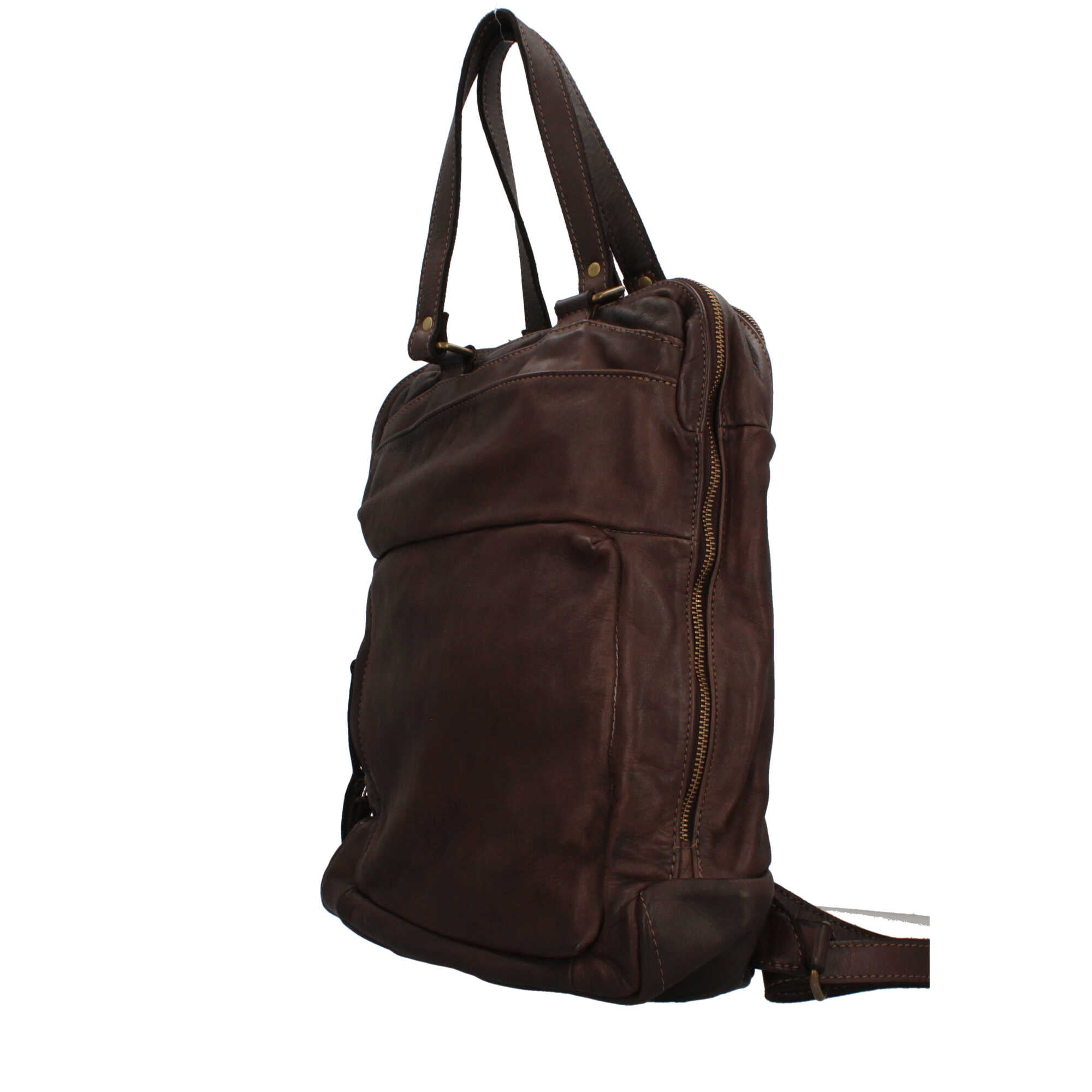 Zaino borsa Made in Italy in pelle morbida con tracolla Marrone TU | Giò Fashion