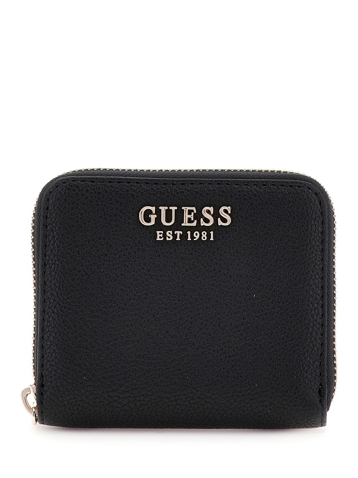 Portafoglio Guess donna compatto zip around con logo frontale Nero TU | Giò Fashion
