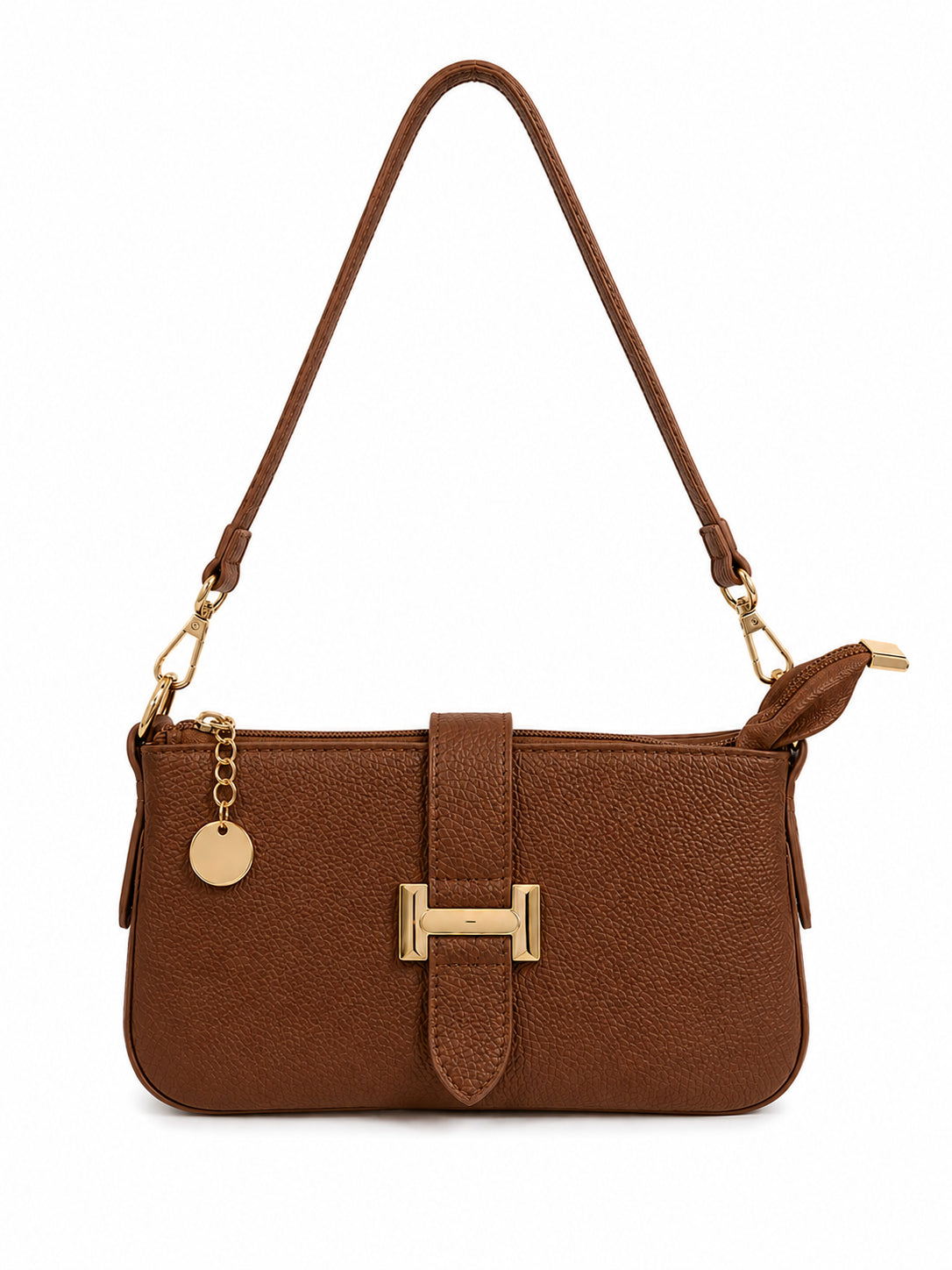 Borsa a Tracolla Vera Pelle Donna Compatta con Chiusura Decorativa