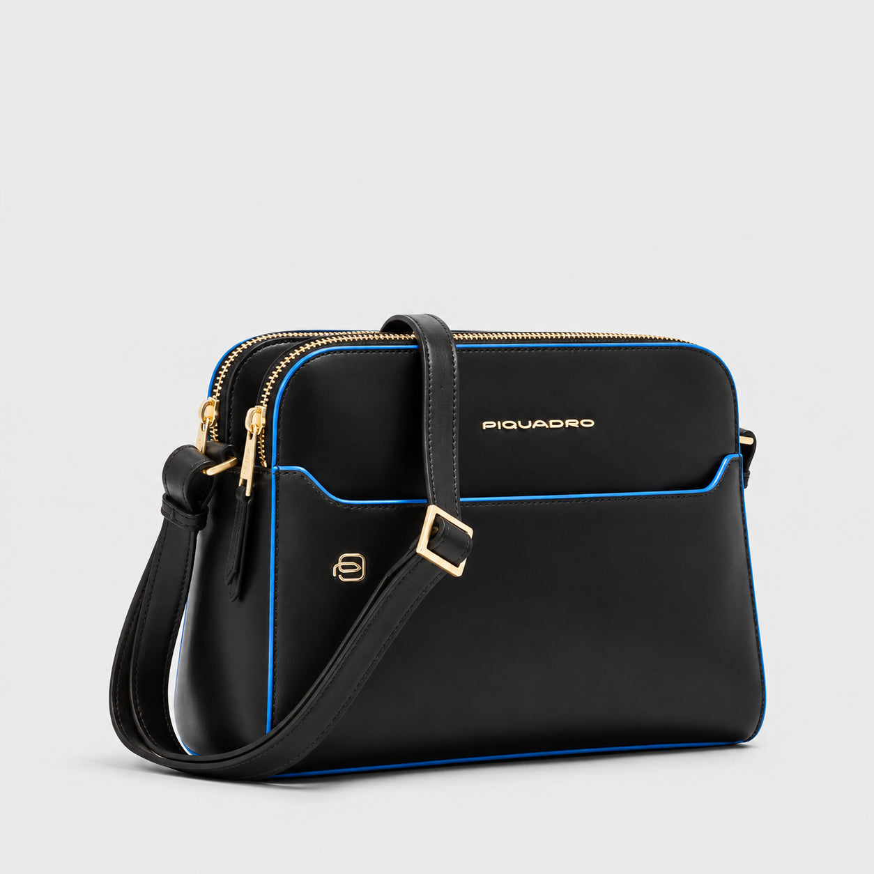 Borsa a Tracolla Donna in Pelle Blue Square a Tre Scomparti