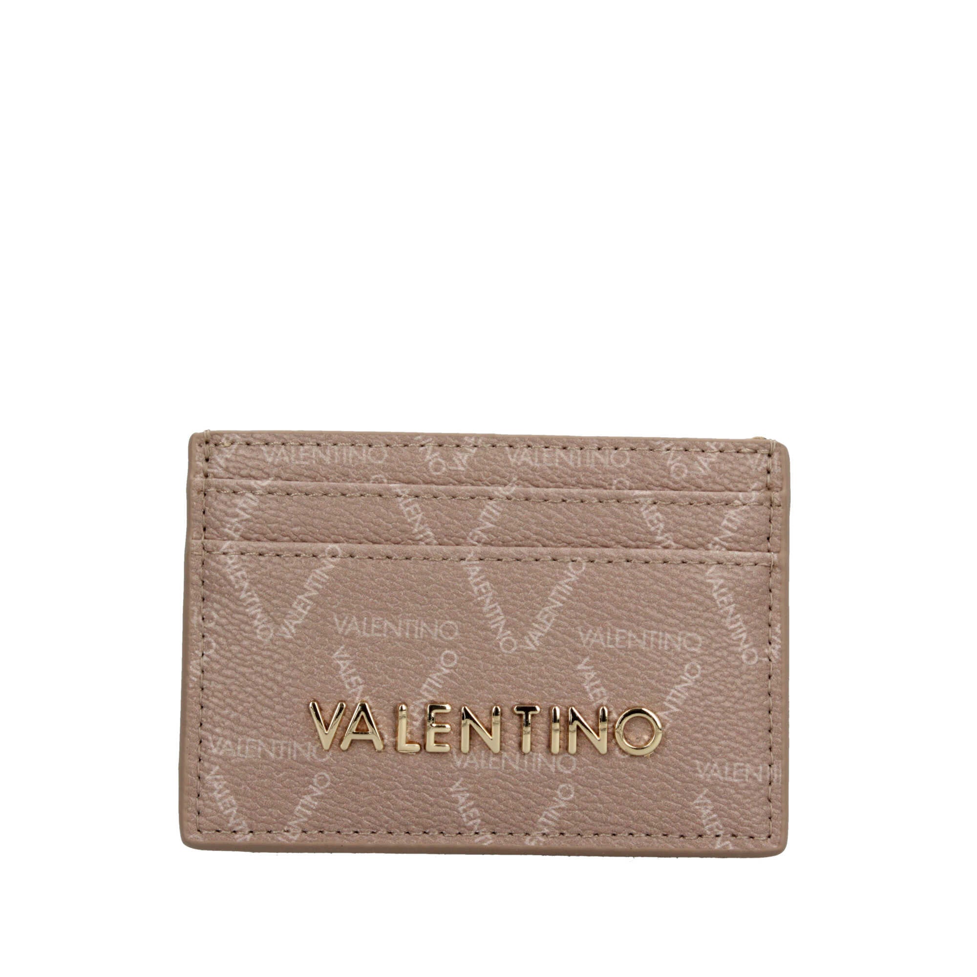 Valentino Porta Carte Lady Re compatto con logo frontale Beige TU | Giò Fashion