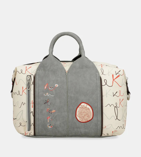 Borsa Anekke a mano con grafica astratta e dettagli originali Grigio TU | Giò Fashion
