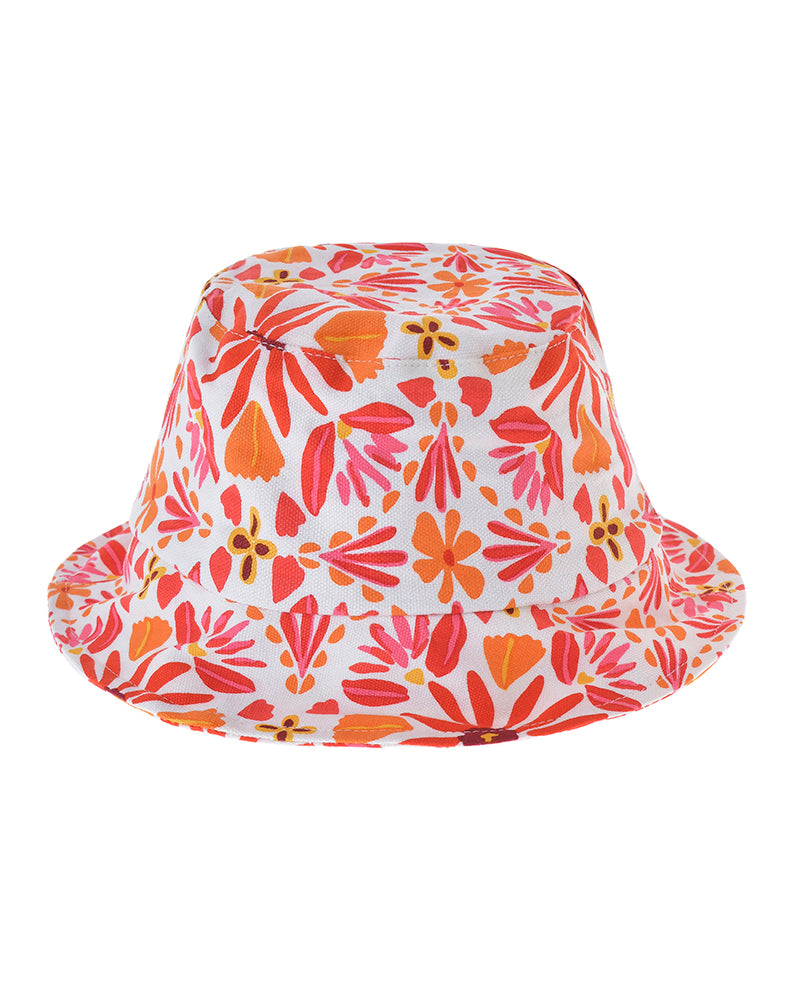 Ble Resort Collection Cappello Rosa a Secchiello in Tessuto con Fiori