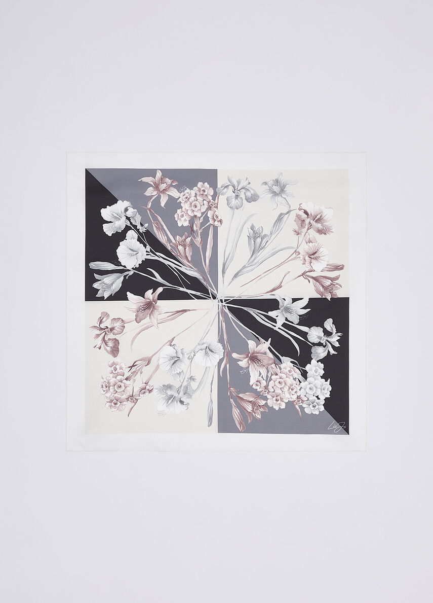Foulard Liu Jo elegante con stampa floreale raffinata NERO TU | Giò Fashion
