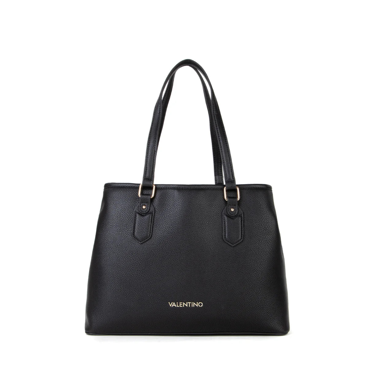Shopping bag Valentino Brixton in nappa con doppio manico e finitura effetto grana Nero TU | Giò Fashion