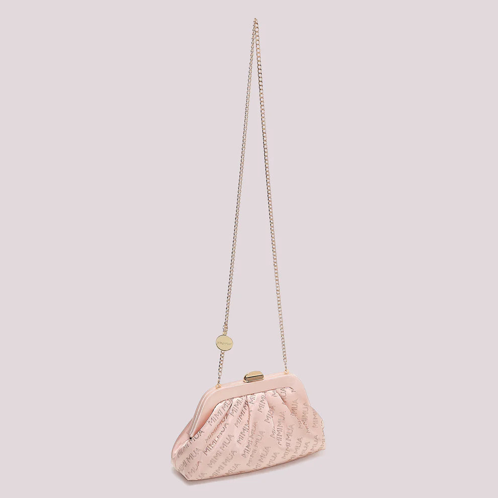 Mimi Mua clutch elegante con logo e tracolla catena Rosa TU | Giò Fashion