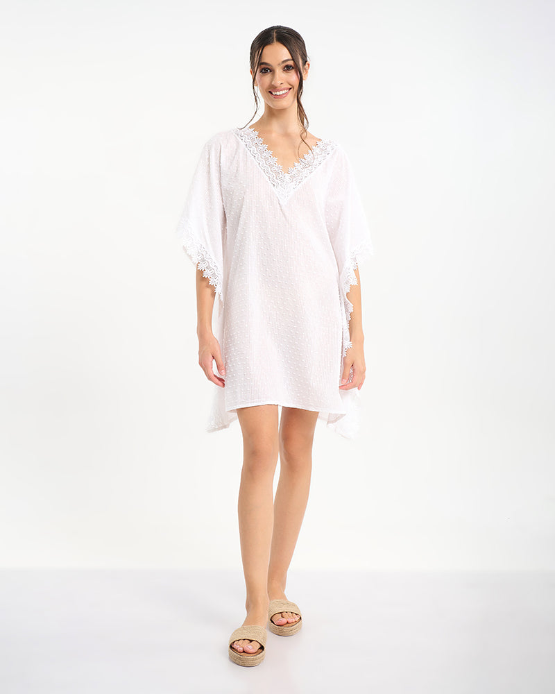 Ble Resort Collection Kaftan con Disegni a Foglie