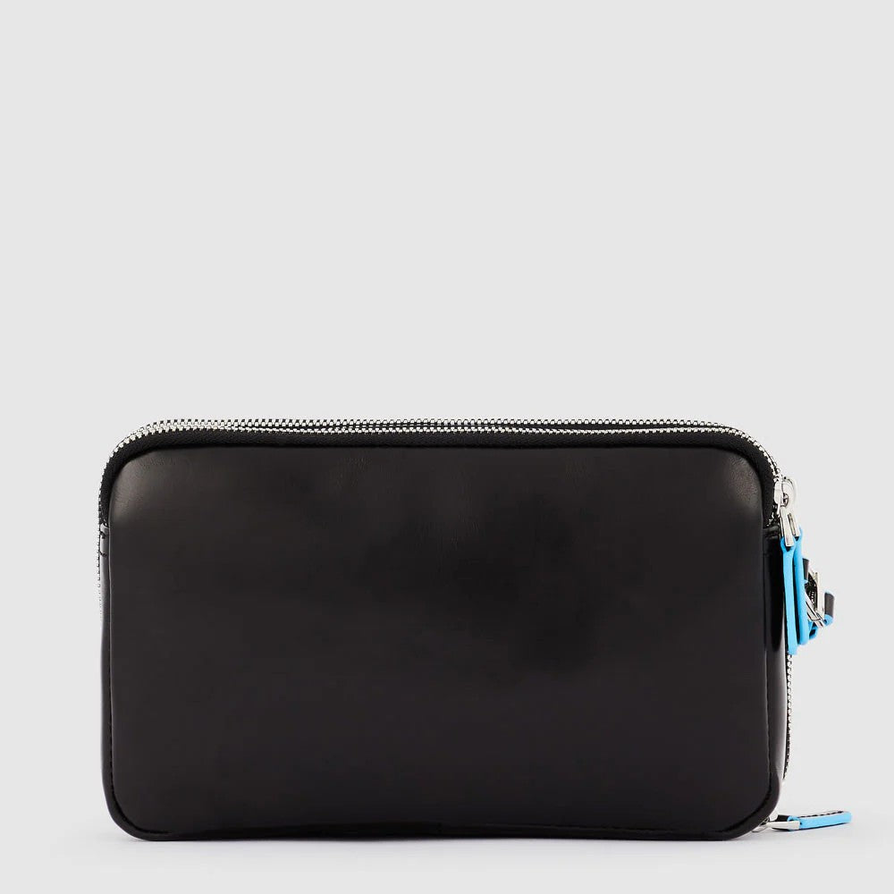 Piquadro pochette da uomo con zip e laccio da polso in pelle Nero Taglia Unica | Giò Fashion