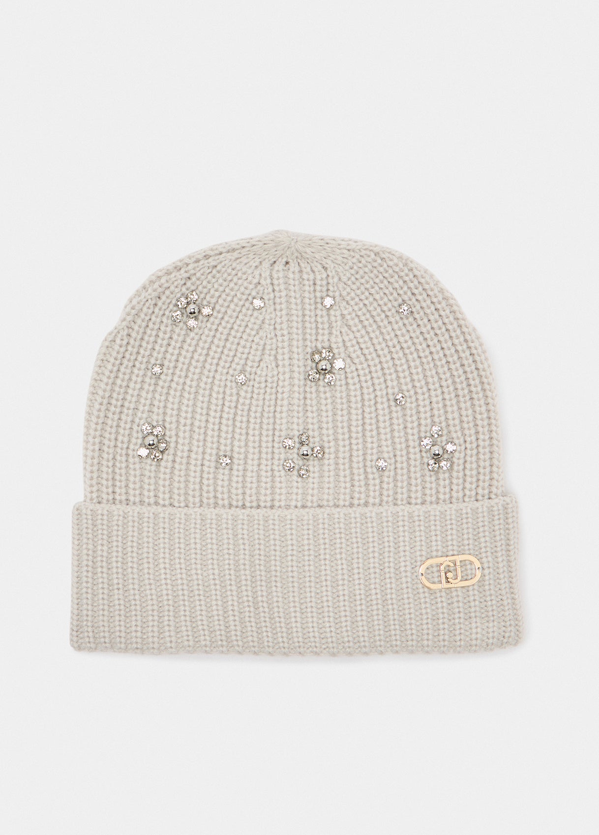 Cappello Liu Jo in maglia con strass e logo metallico