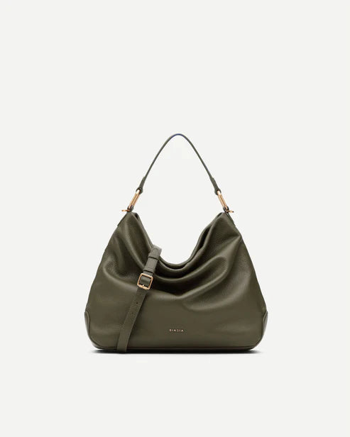 Borsa hobo Biasia in pelle con doppio manico e tracolla regolabile VERDE TU | Giò Fashion