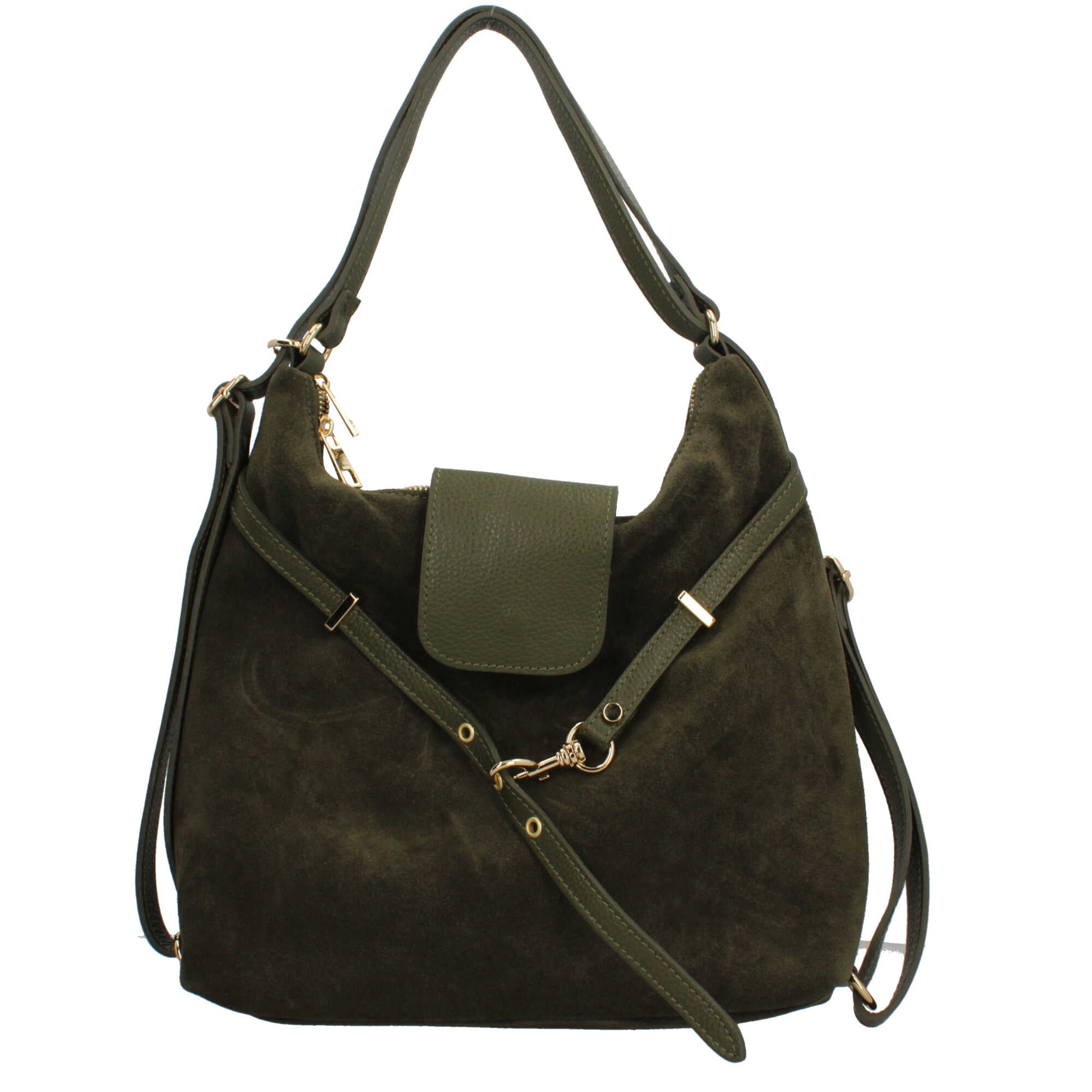 Borsa zaino Made in Italy con doppia portabilità e tracolla regolabile Verde TU | Giò Fashion