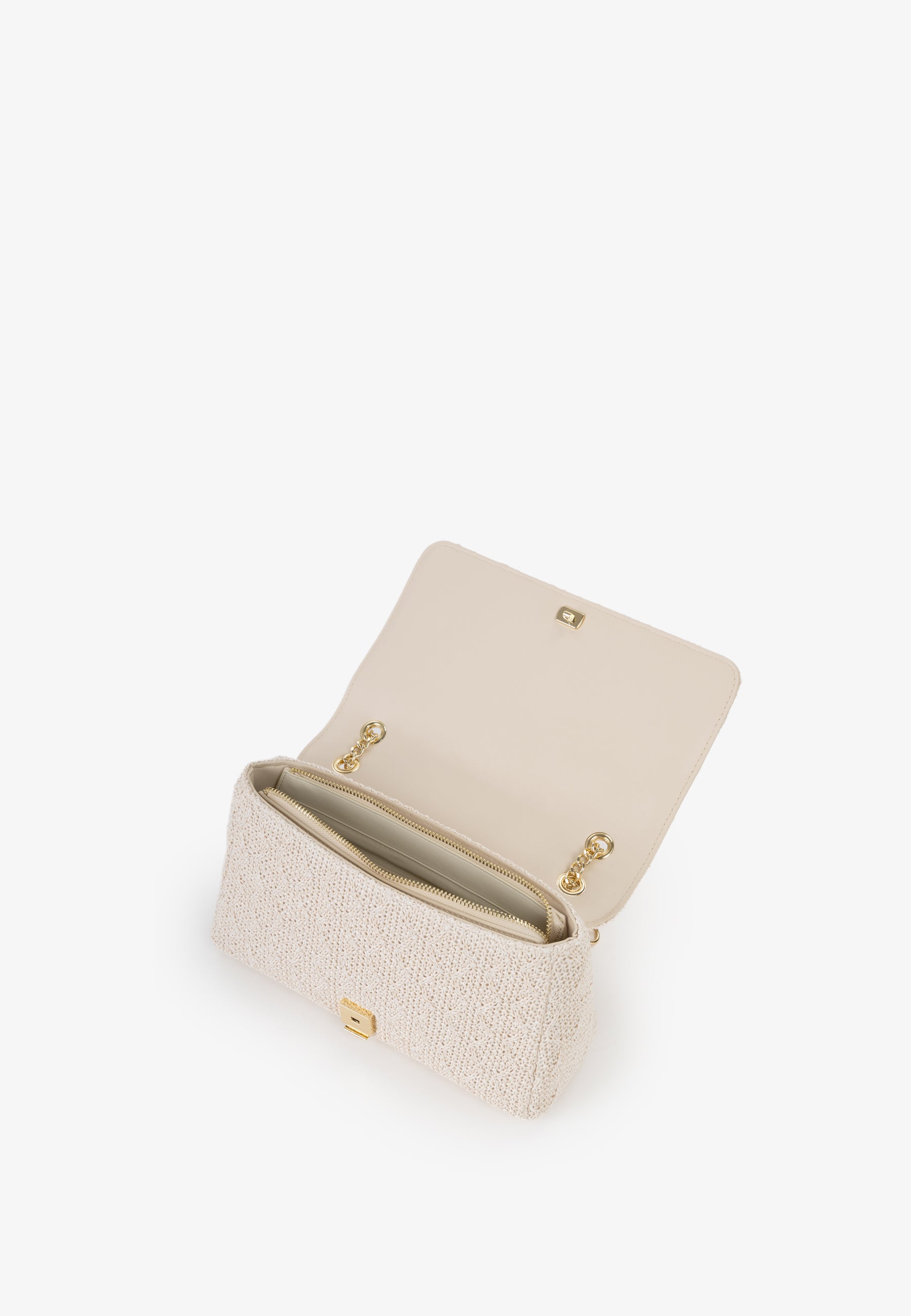 Borsa a spalla donna Mario Valentino con catena dorata e texture lavorata ECRU TU | Giò Fashion