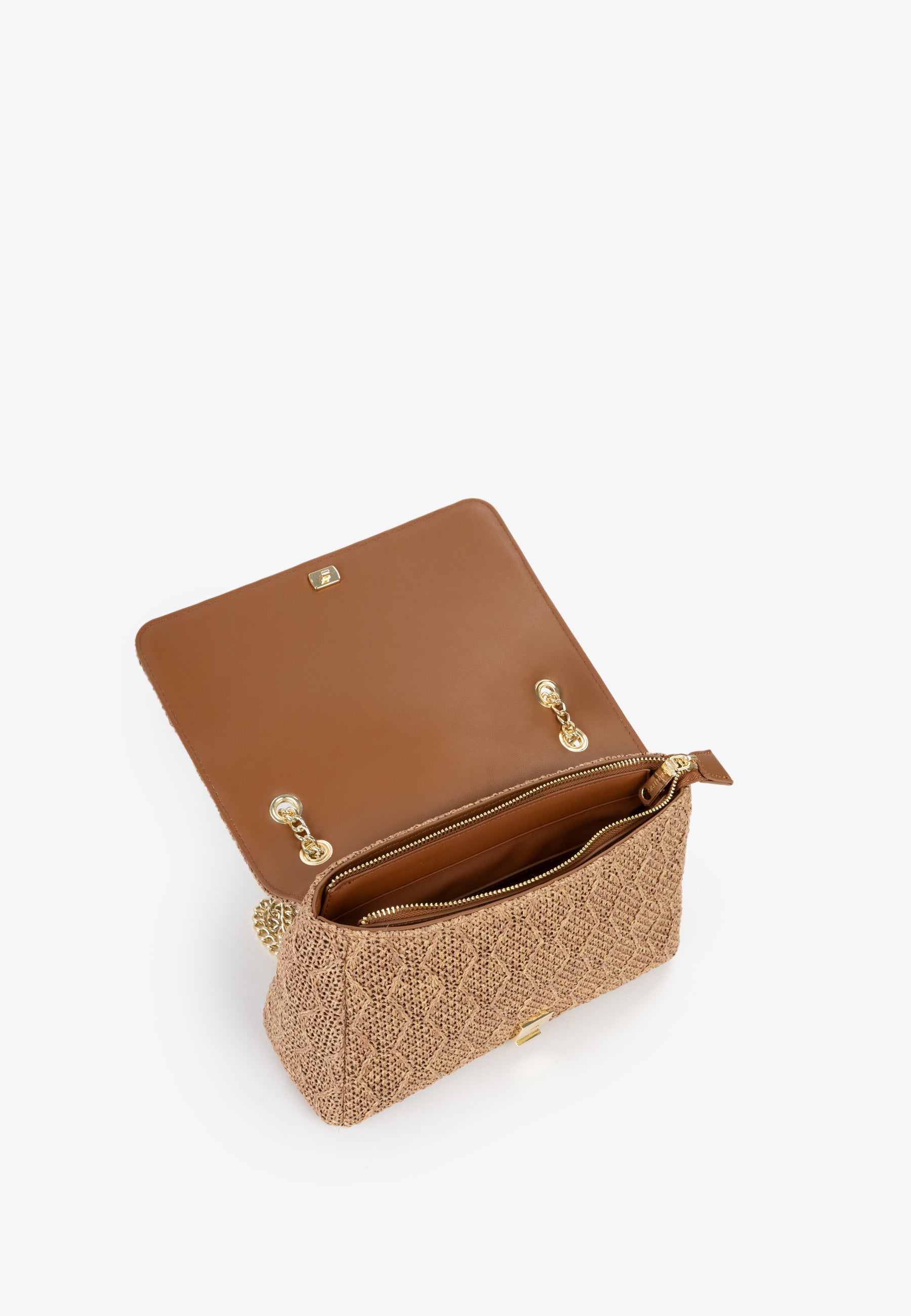 Borsa a spalla donna Mario Valentino con catena dorata e texture lavorata Cuoio TU | Giò Fashion
