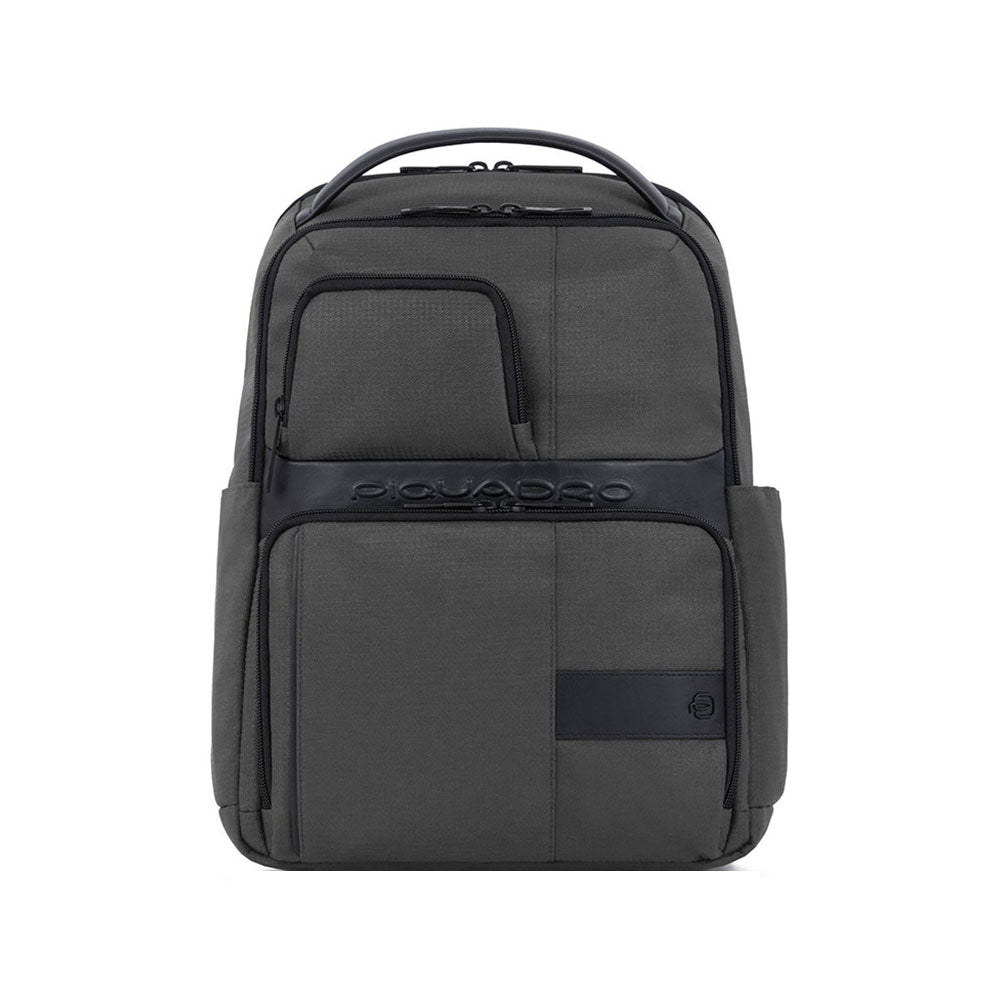 Zaino Piquadro Porta PC 14 in Tessuto con Tasca AirPods e Sistema Power Bank Grigio TU | Giò Fashion