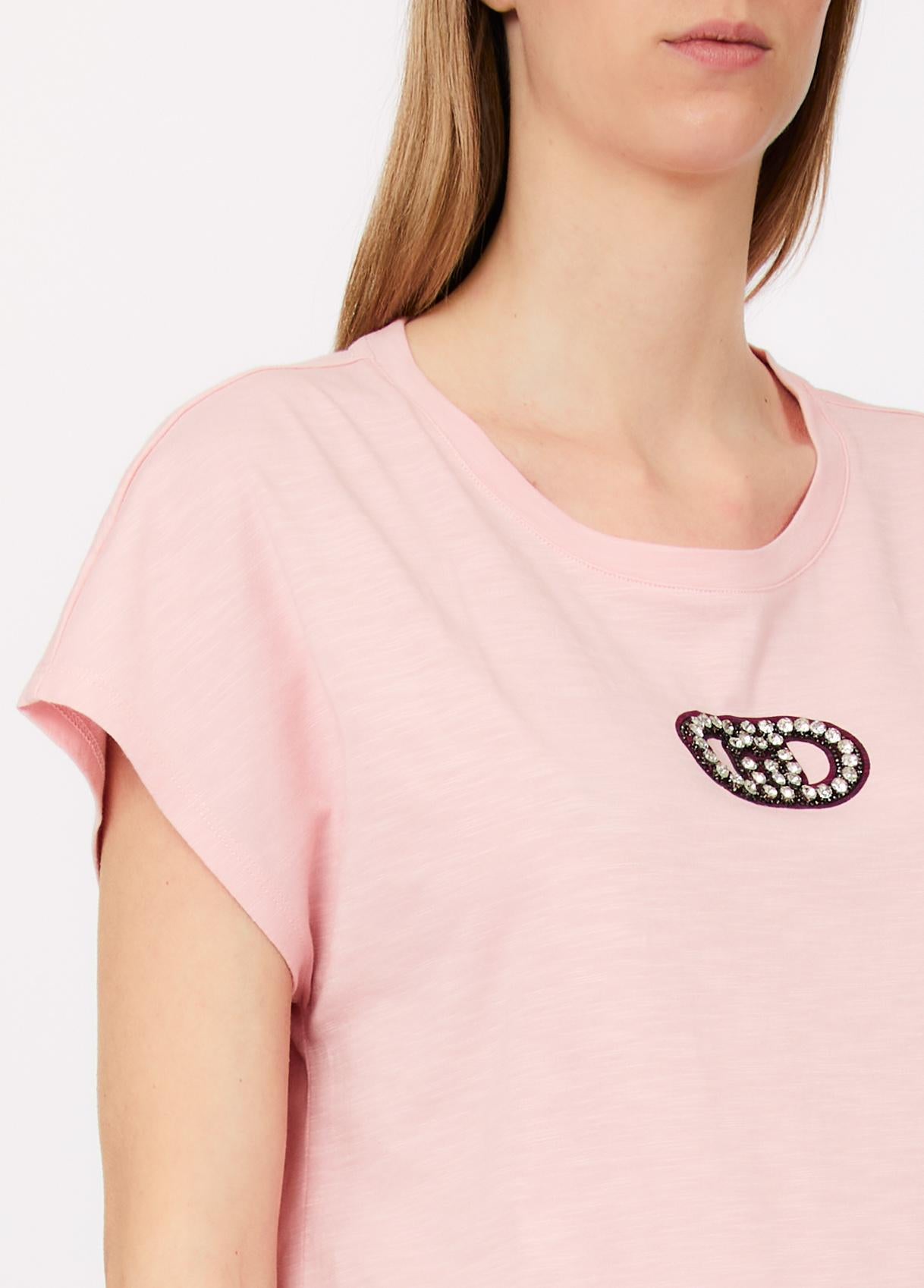T shirt Liu Jo donna con logo gioiello applicato Rosa S | Giò Fashion