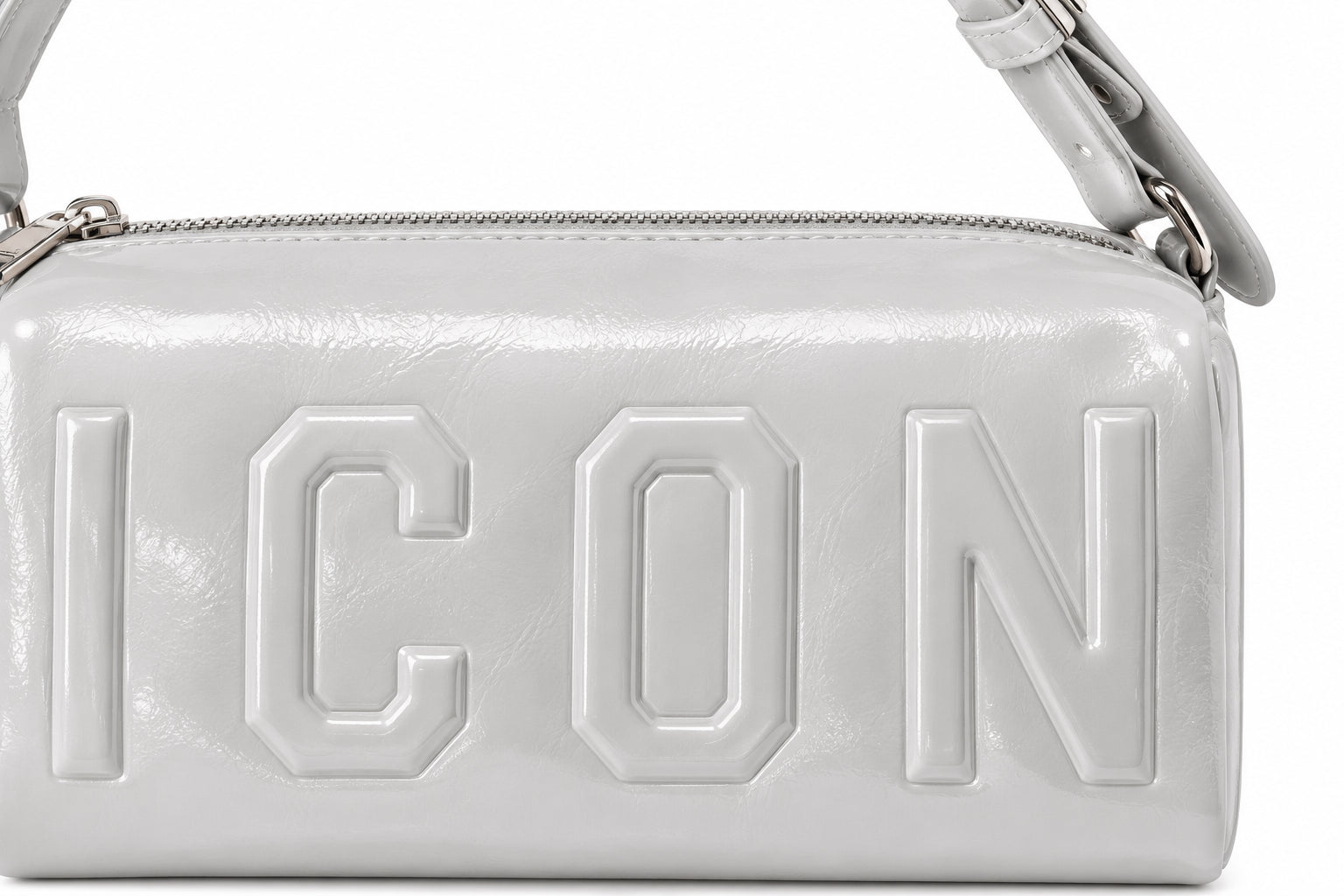 Borsa a spalla nera con logo ICON in rilievo