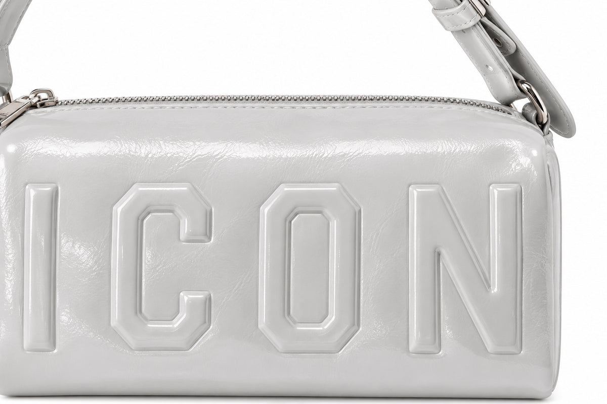 Borsa a spalla nera con logo ICON in rilievo