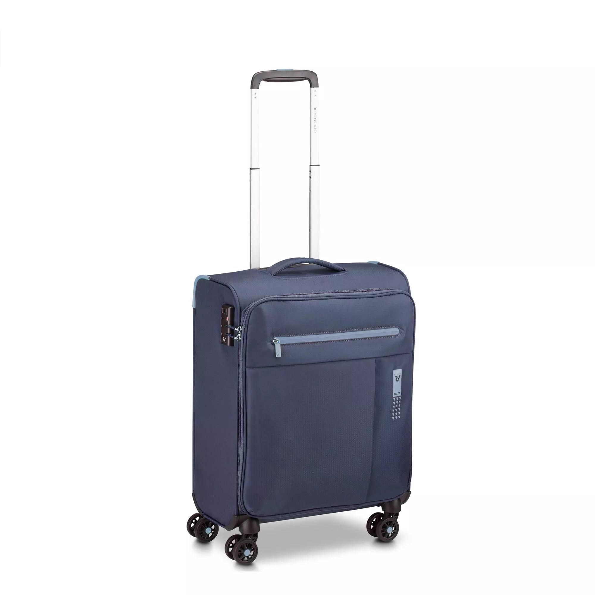 Trolley Roncato morbido con 4 ruote e chiusura TSA per viaggi pratici BLU TU | Giò Fashion
