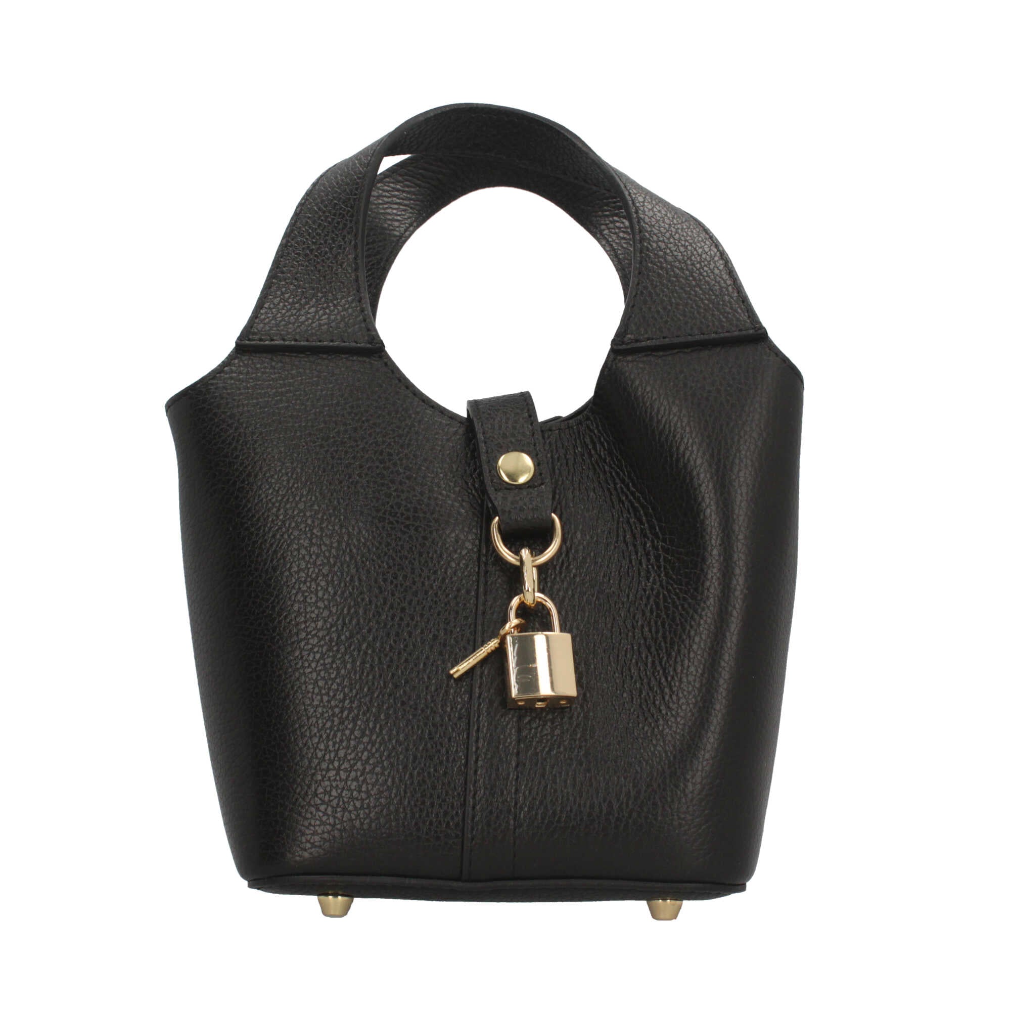 Borsa Made in Italy a mano in vera pelle con chiusura a lucchetto