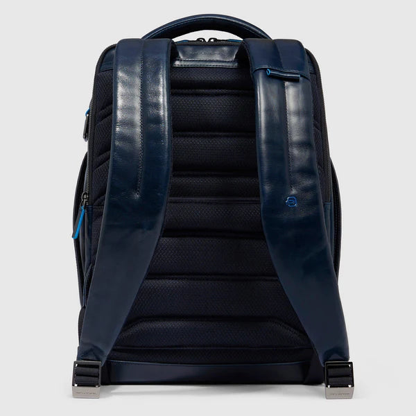 Zaino porta PC 15,6 Piquadro in pelle con sistema di sicurezza e doppio comparto BLU TU | Giò Fashion