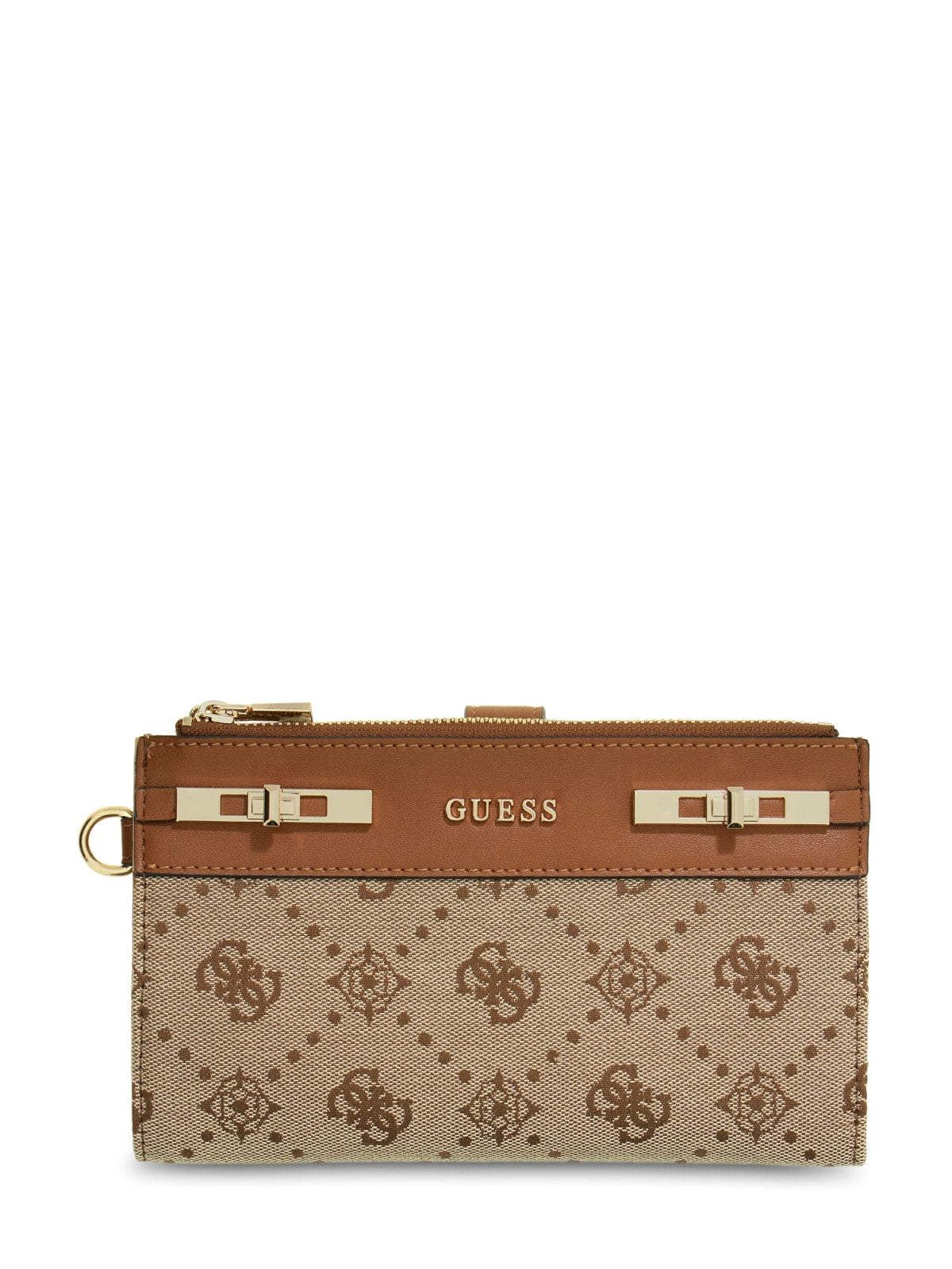 Portafoglio Guess donna con stampa logo all over e dettagli metallici