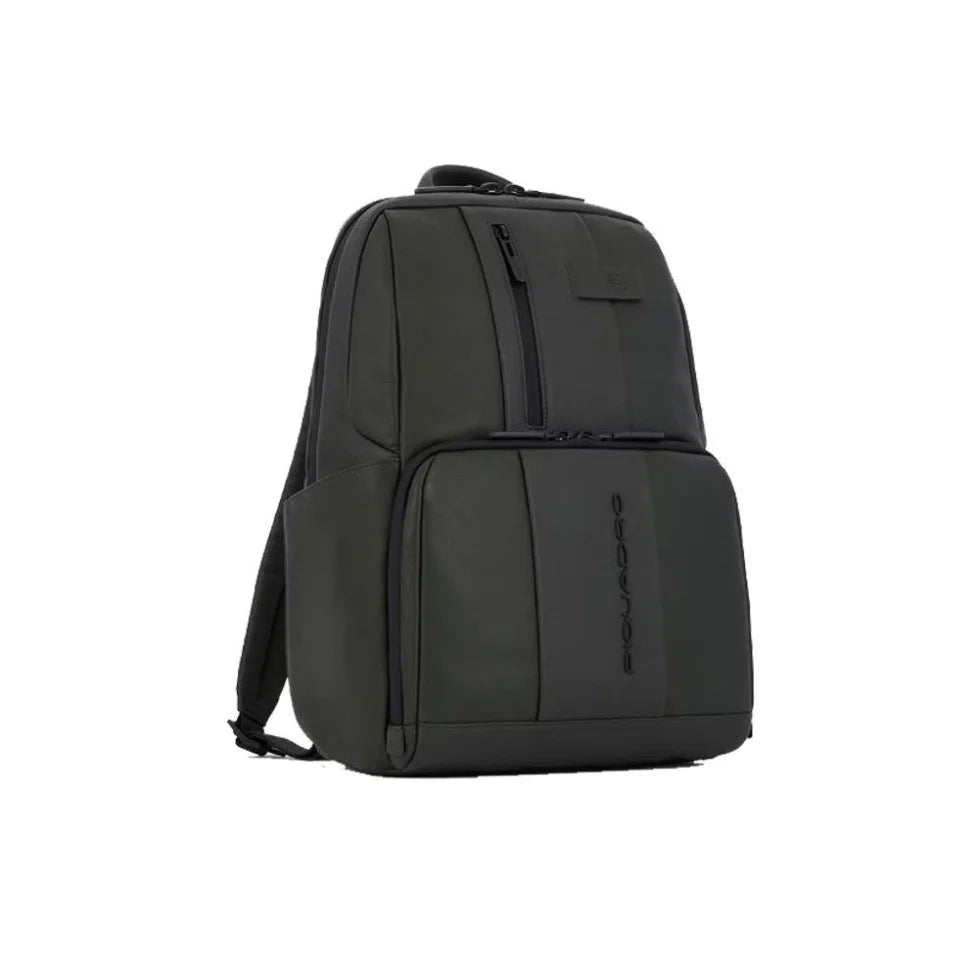 Zaino porta PC 14 Piquadro in pelle con doppio comparto e protezione Shock Absorber