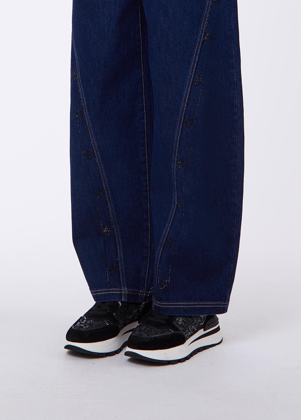 Liu Jo Jeans Donna a Gamba Larga con Strass
