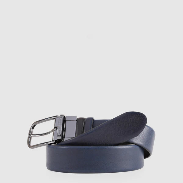 Cintura reversibile Piquadro in pelle con fibbia regolabile NERO BLU TU | Giò Fashion