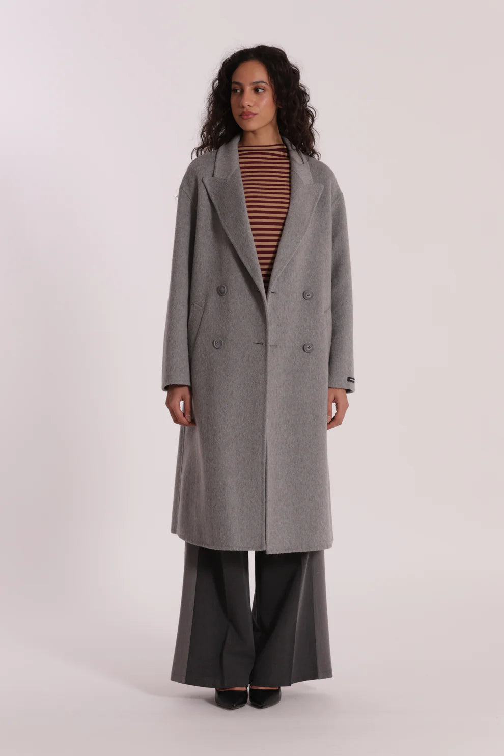 Cappotto lungo donna Mimi Mua doppiopetto elegante Grigio S | Giò Fashion