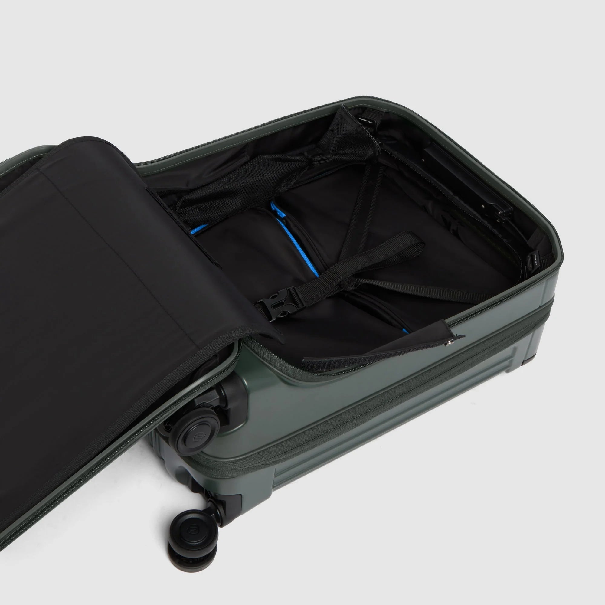 Piquadro Trolley Rigido da Cabina PQ-Light Blu Opaco Espandibile con 4 Ruote e Porta PC 17,3"