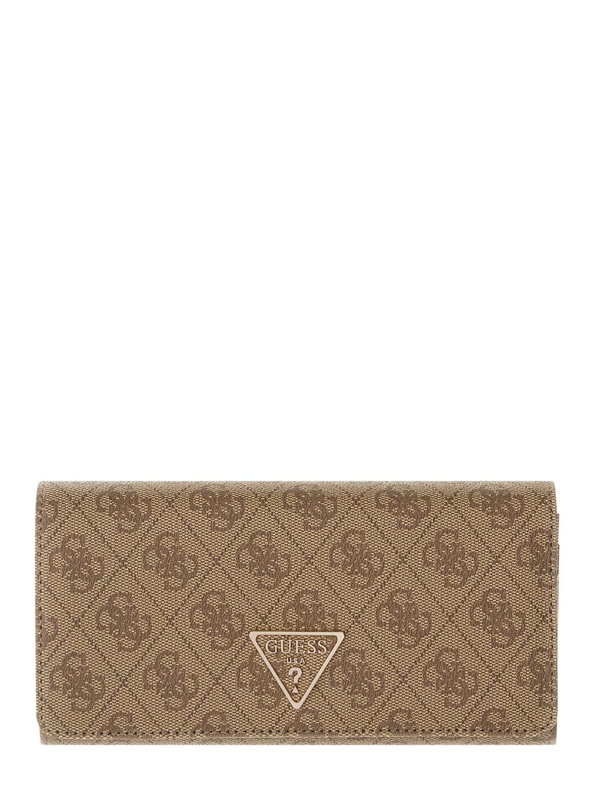 Portafoglio Guess donna logo all over con placca triangolo LATTE LOGO TU | Giò Fashion
