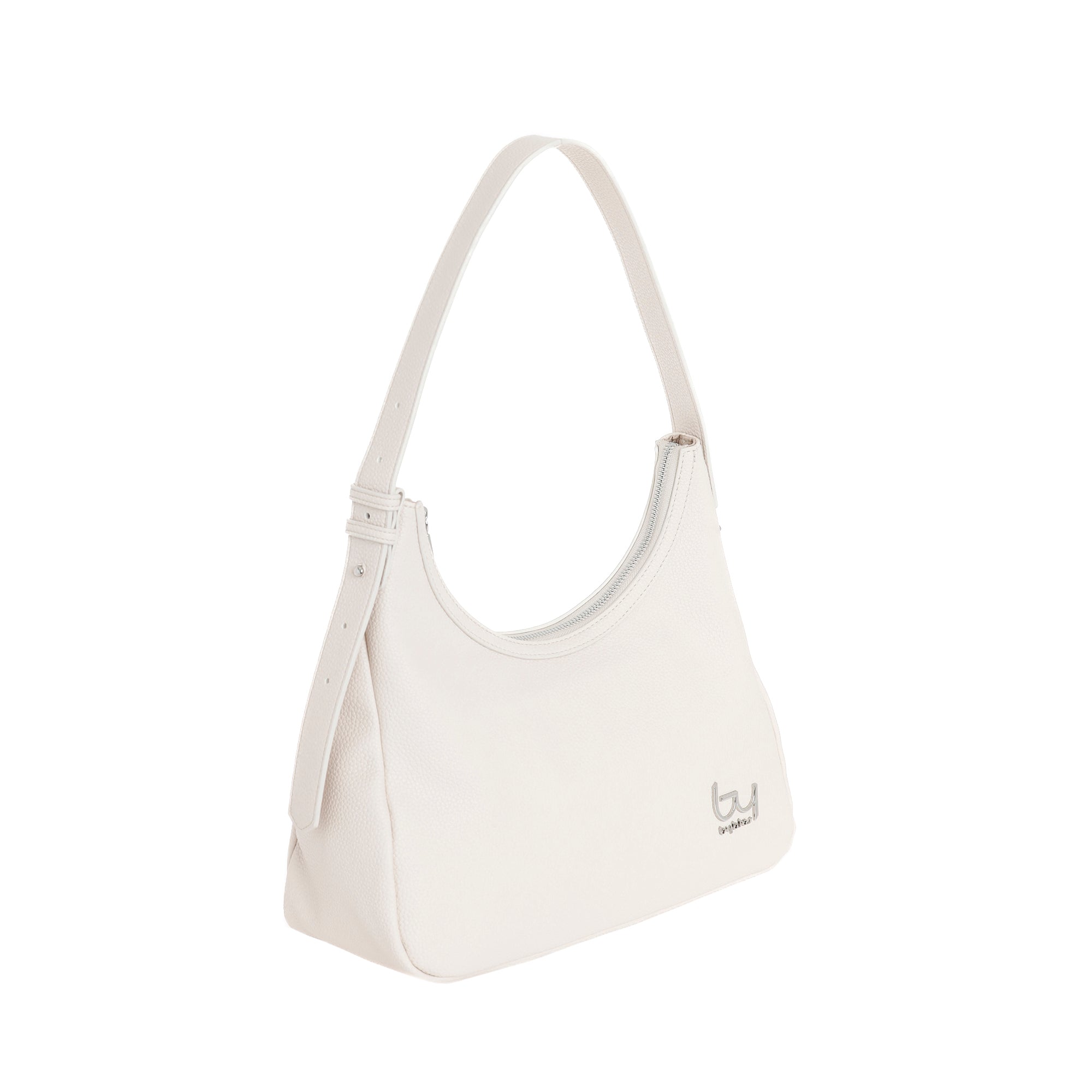 Borsa a spalla Byblos donna in ecopelle morbida con zip e logo frontale AVORIO TU | Giò Fashion