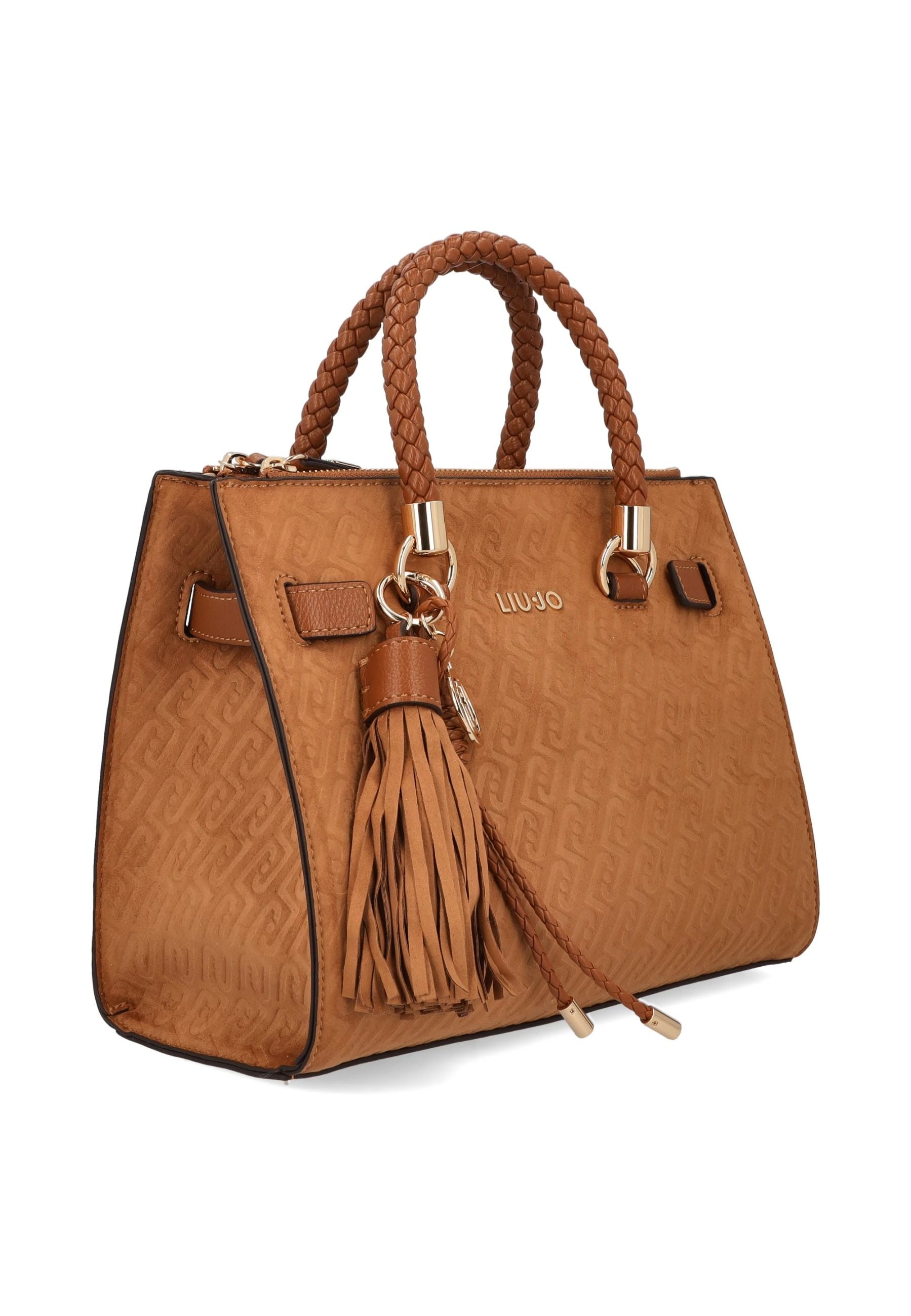 Borsa a mano Liu Jo elegante con logo all over e dettagli intrecciati CUOIO TU | Giò Fashion