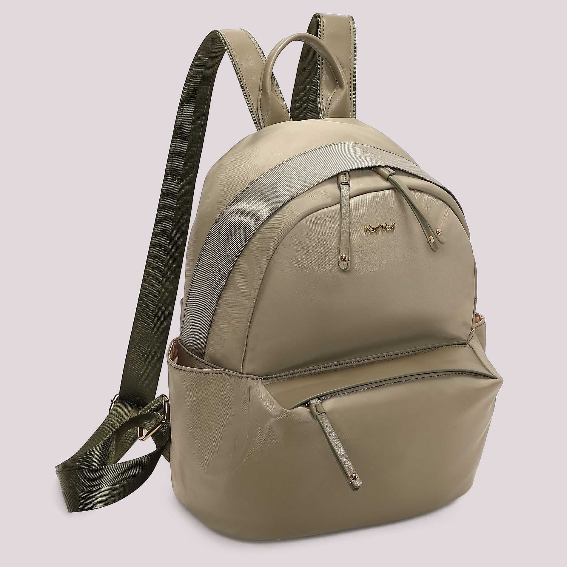 Zaino donna Mimi Mua elegante con tasca frontale e chiusura zip VERDE MILITARE TU | Giò Fashion