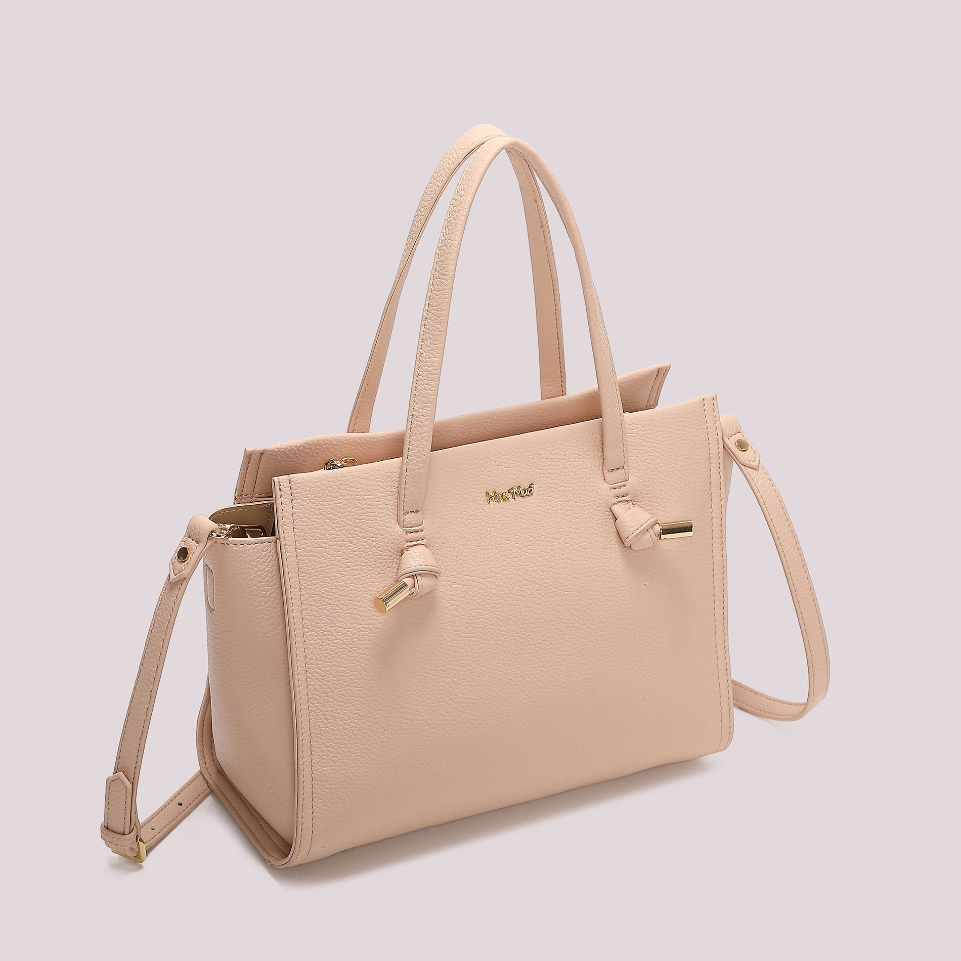 Borsa tote donna beige Mimi Mua con doppi manici e tracolla Cipria TU | Giò Fashion