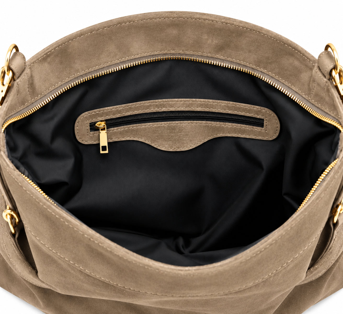 Borsa Donna a Spalla Maxi Hobo Morbida Effetto Scamosciato con Dettagli a Fibbie
