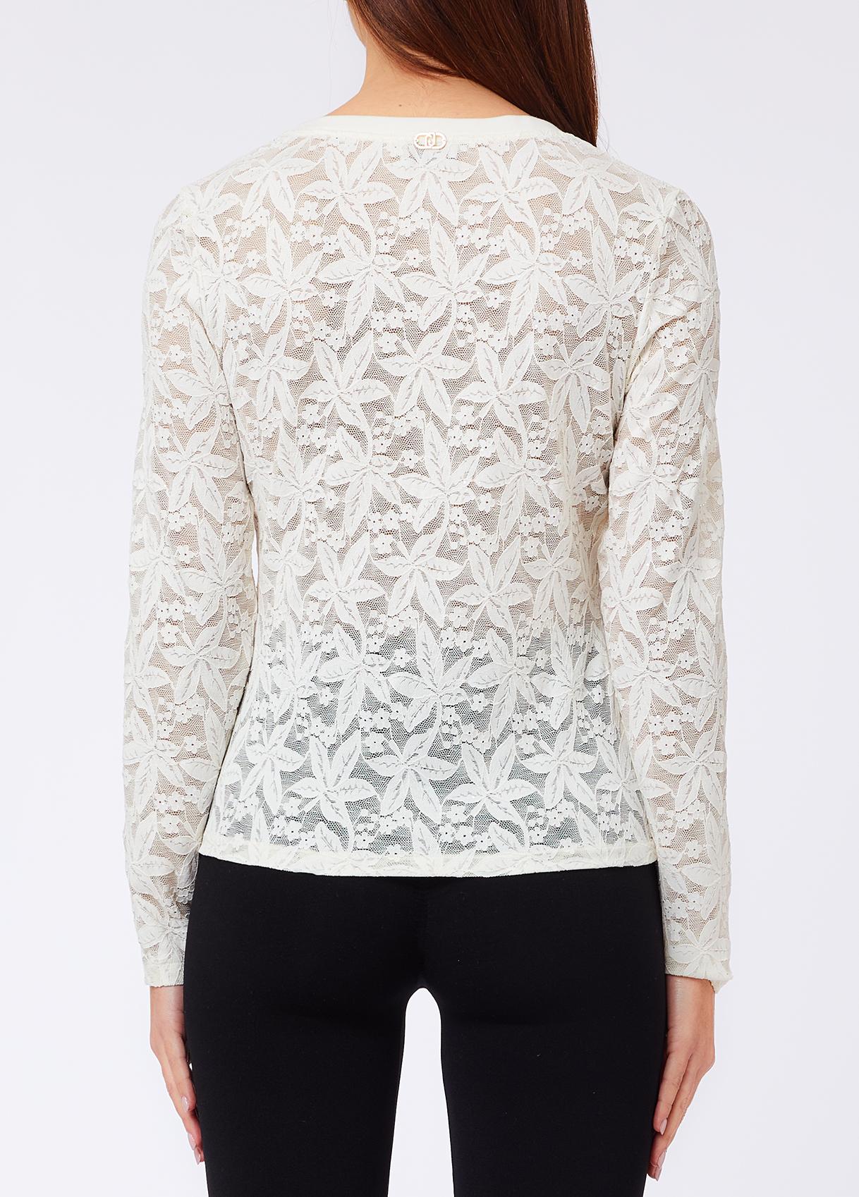 Liu Jo T-Shirt Donna in Pizzo Floreale con Paillettes