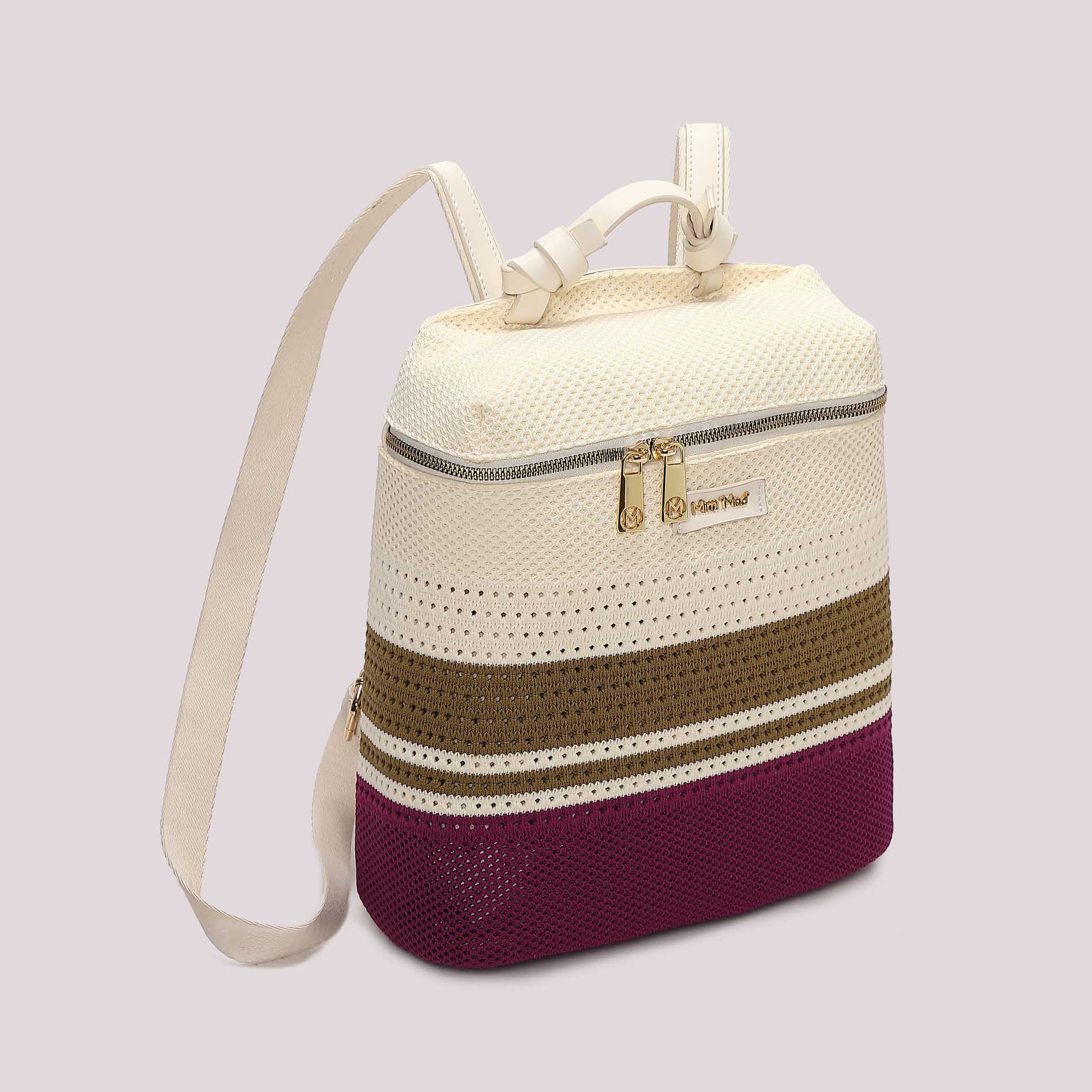 Zaino donna Mimi Mua in tessuto lavorato con design estivo e chiusura zip