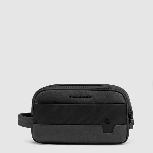 Beauty case Piquadro in tessuto e pelle con manico laterale Nero TU | Giò Fashion