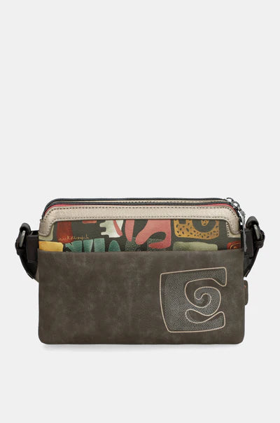 Borsa a tracolla compatta Anekke con grafica frontale e chiusura zip Beige TU | Giò Fashion