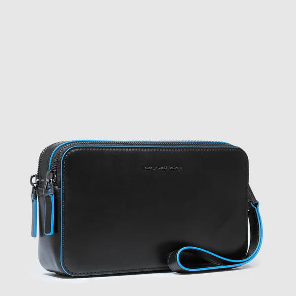 Piquadro pochette da uomo con chiusura zip e laccio da polso in pelle NERO TU | Giò Fashion