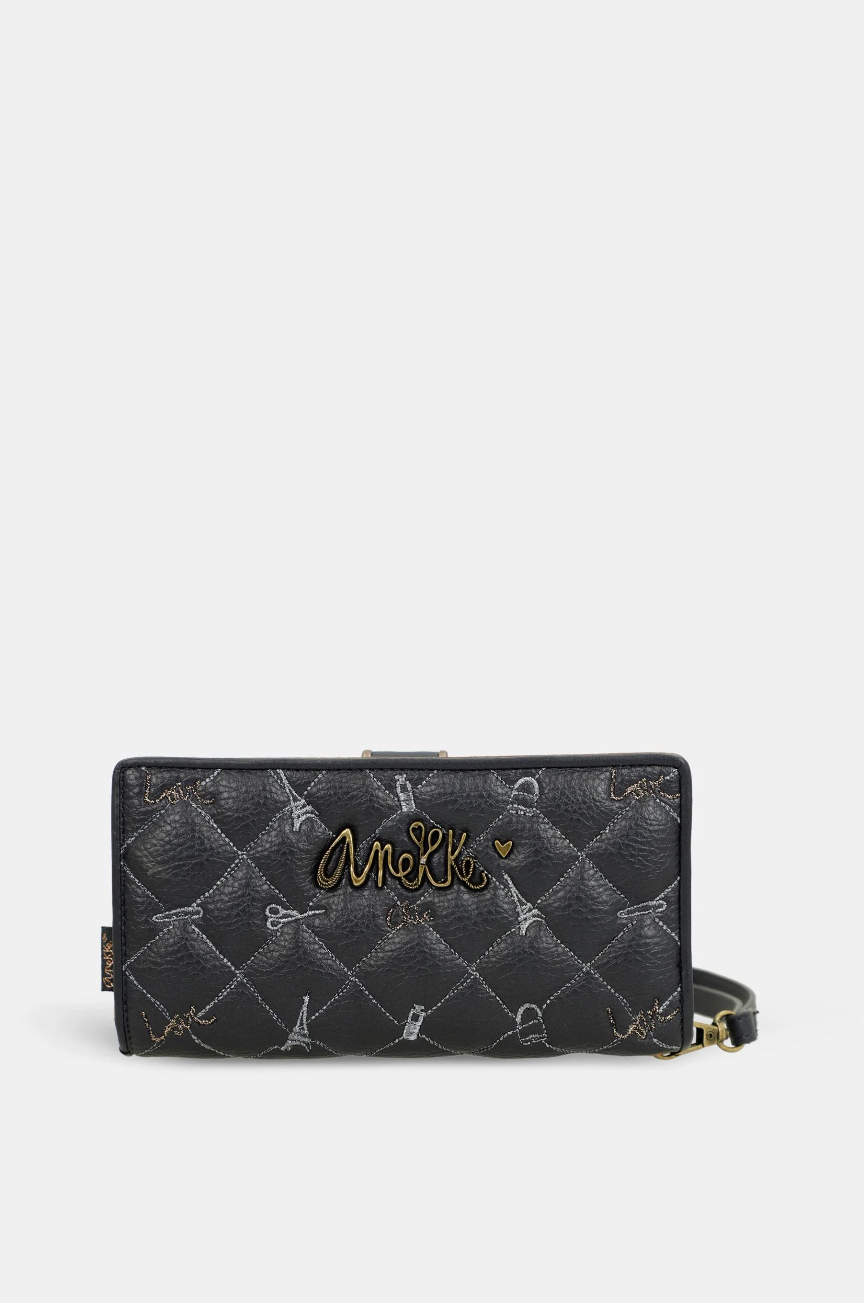 Portafoglio Anekke Contemporary grande con trapuntatura e chiusura a scatto