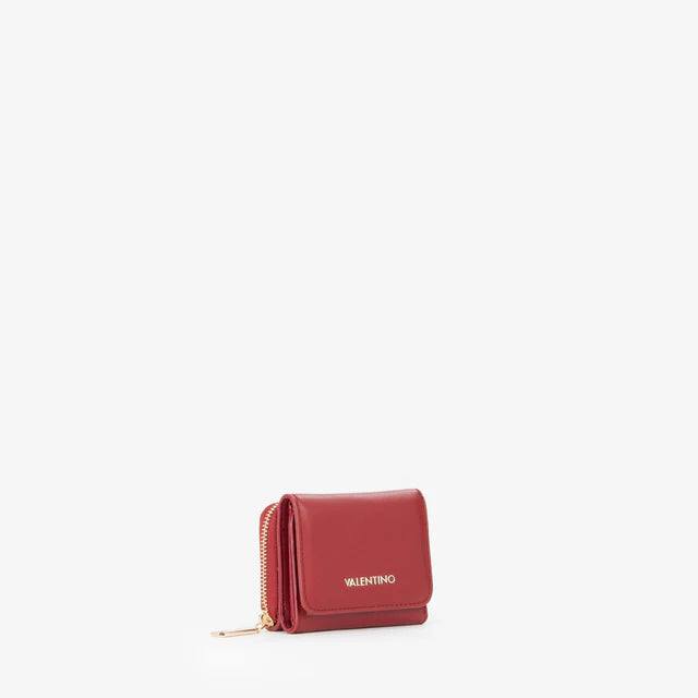 Portafoglio Valentino compatto in pelle sintetica con chiusura zip BORDEAUX TU | Giò Fashion