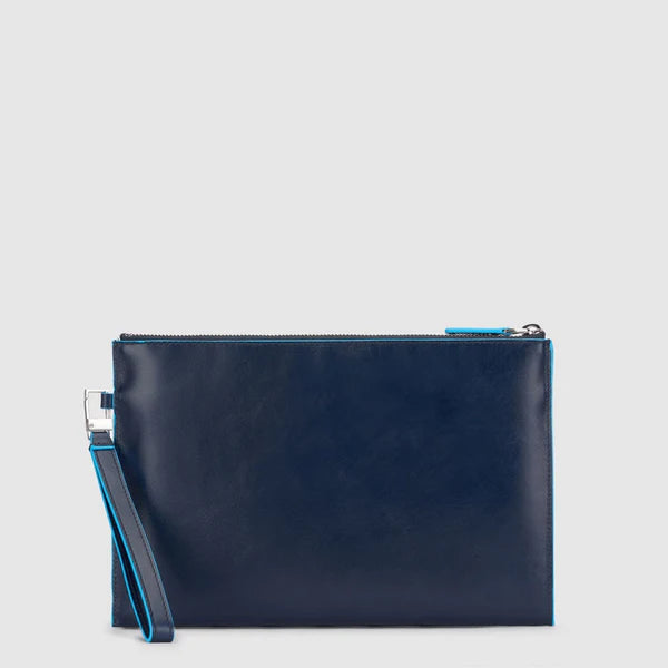 Piquadro pochette da uomo piatta con zip e laccio da polso in pelle Blu TU | Giò Fashion