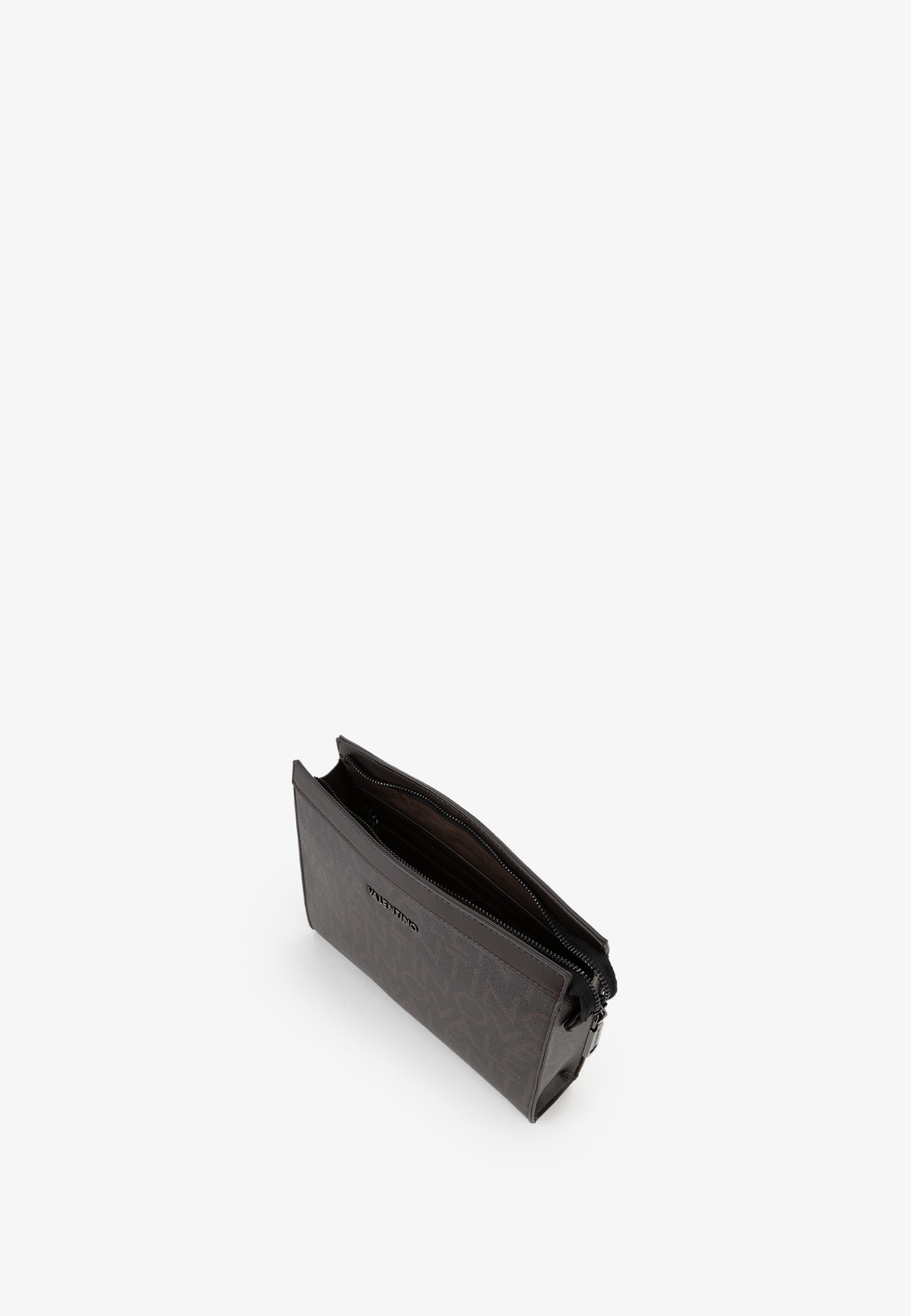 Pochette uomo Mario Valentino con stampa logo all over e chiusura zip Marrone TU | Giò Fashion