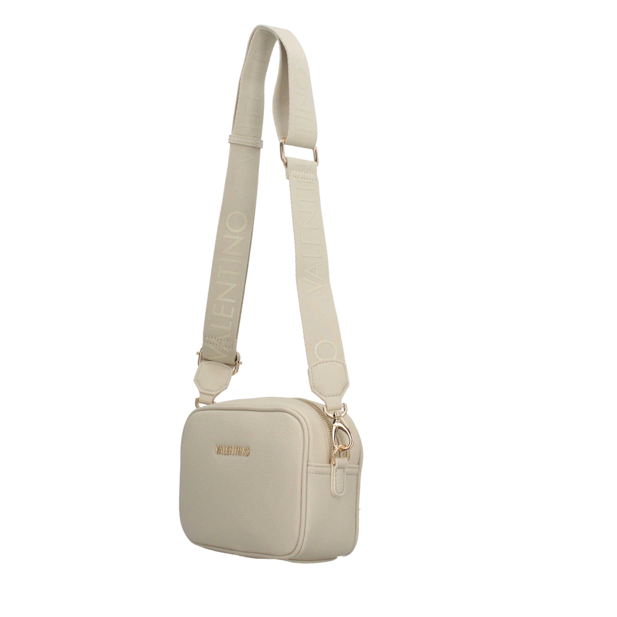 Borsa a tracolla Valentino con logo frontale e design compatto Beige TU | Giò Fashion