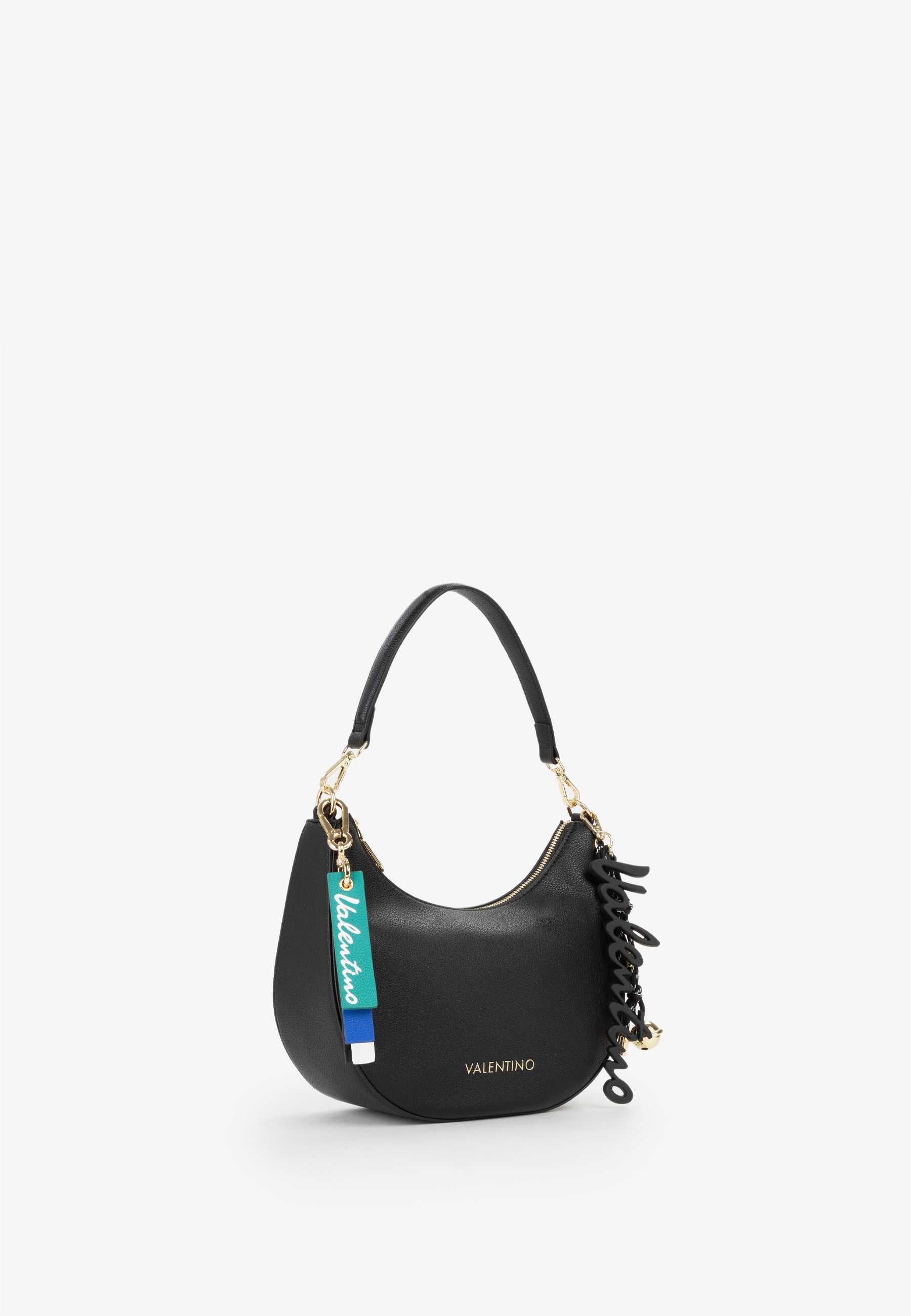 Borsa a spalla donna Mario Valentino compatta con silhouette arrotondata e dettagli iconici Nero TU | Giò Fashion